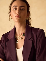 Burgundy Red Satin Blazer - Image 5 of 8
