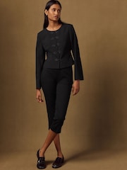 Black Knot Fastening Collarless Jacket - Image 2 of 8