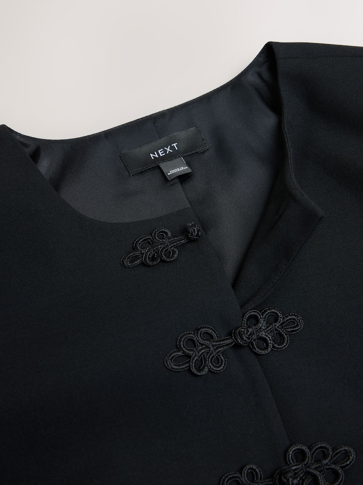 Black Knot Fastening Collarless Jacket - Image 8 of 8 Black Knot Fastening Collarless Jacket - Image 8 of 8