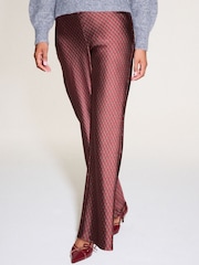Burgundy Geo Print N. Premium Satin Wide Leg Trousers - Image 3 of 5