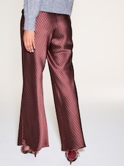 Burgundy Geo Print N. Premium Satin Wide Leg Trousers - Image 4 of 5