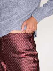 Burgundy Geo Print N. Premium Satin Wide Leg Trousers - Image 5 of 5