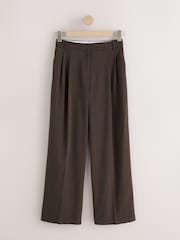 Chocolate Brown Stripe Tailored Wide Leg Trousers - Image 5 of 7