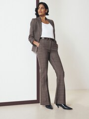 Burgundy Check Bootcut Tailored Trousers - Image 1 of 9