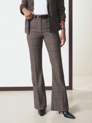 Burgundy Check Bootcut Tailored Trousers - Image 2 of 9