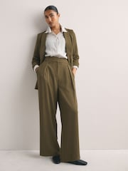 Olive Green Relaxed Ruched Sleeve Blazer - Image 2 of 7