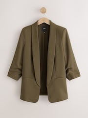 Olive Green Relaxed Ruched Sleeve Blazer - Image 5 of 7