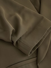 Olive Green Relaxed Ruched Sleeve Blazer - Image 6 of 7