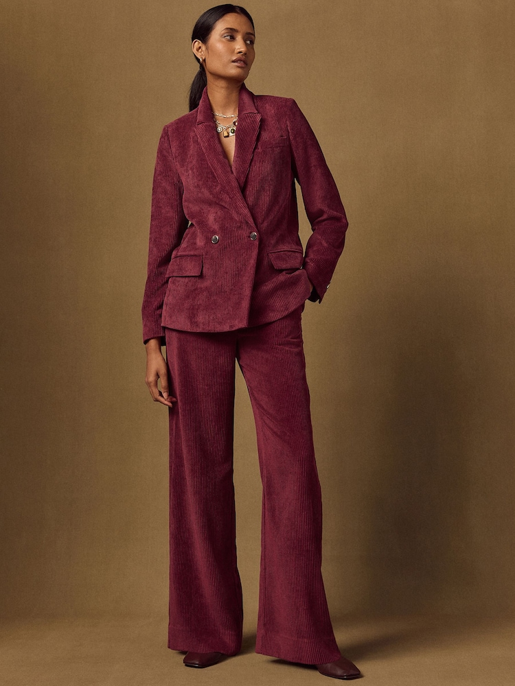 Burgundy Red Cord Wide Leg Trousers - Image 1 of 7