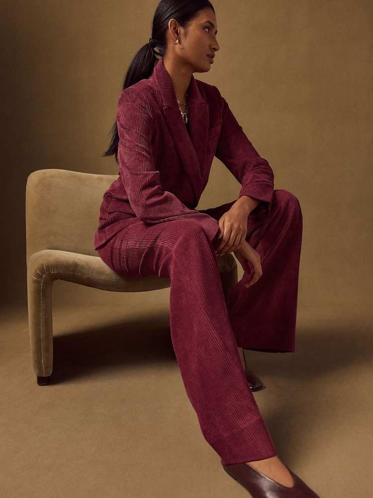 Burgundy Red Cord Wide Leg Trousers - Image 2 of 7