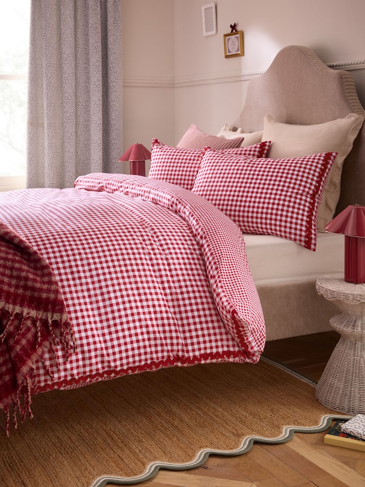 Red Gingham Reversible Bed Set - Image 1 of 6 Red Gingham Reversible Bed Set - Image 1 of 6