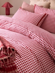 Red Gingham Reversible Bed Set - Image 3 of 6