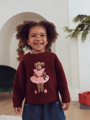 Burgundy Red Nutcracker Bear Christmas Jumper (3mths-7yrs) - Image 1 of 5
