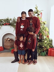 Burgundy Red Nutcracker Bear Christmas Jumper (3mths-7yrs) - Image 3 of 5