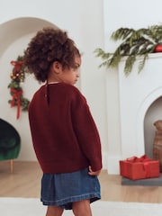 Burgundy Red Nutcracker Bear Christmas Jumper (3mths-7yrs) - Image 4 of 5