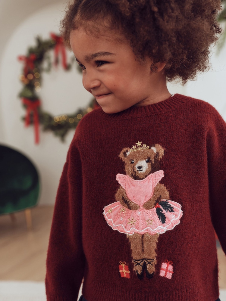 Burgundy Red Nutcracker Bear Christmas Jumper (3mths-7yrs) - Image 5 of 5 Burgundy Red Nutcracker Bear Christmas Jumper (3mths-7yrs) - Image 5 of 5