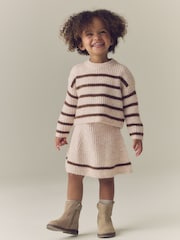 Ecru and Chocolate - Stripe Rib Skirt Set (3mths-7yrs) - Изображение 1 8