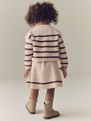 Ecru and Chocolate - Stripe Rib Skirt Set (3mths-7yrs) - Изображение 2 8