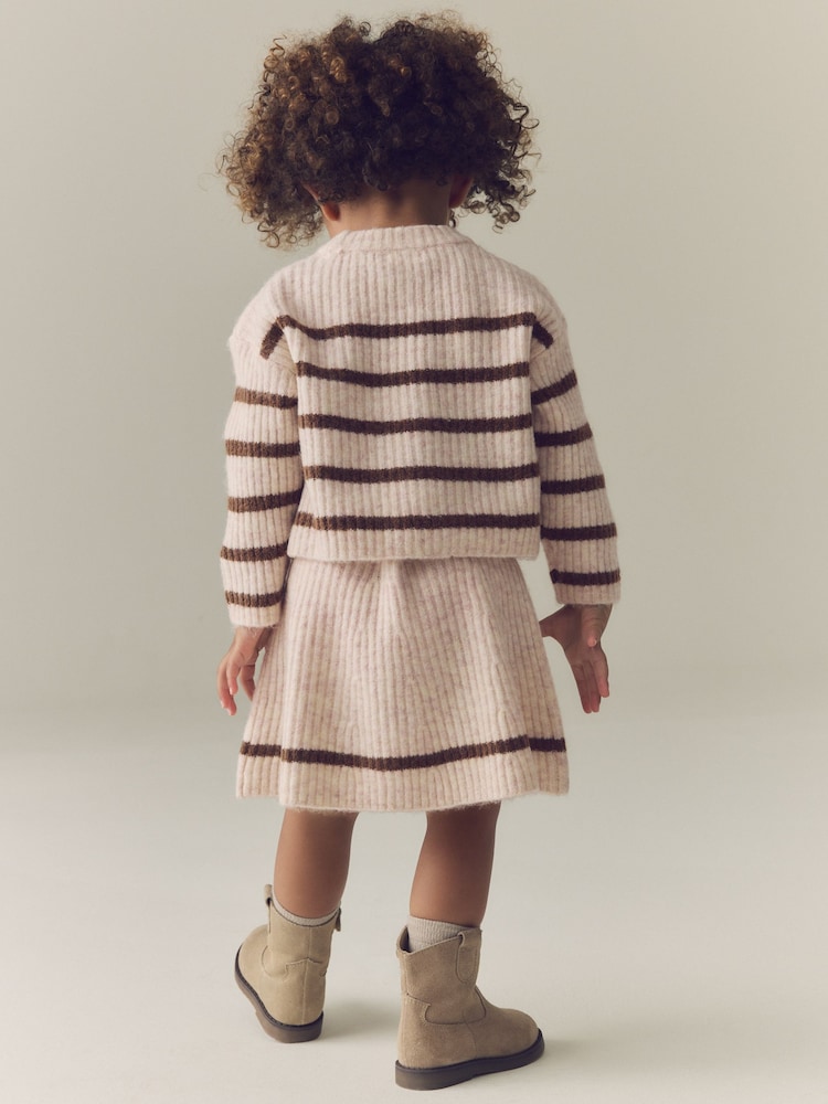 Ecru and Chocolate - Stripe Rib Skirt Set (3mths-7yrs) - Изображение 2 8 Ecru and Chocolate - Stripe Rib Skirt Set (3mths-7yrs) - Изображение 2 8