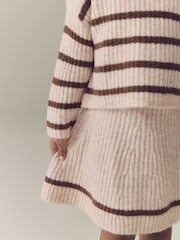 Ecru and Chocolate - Stripe Rib Skirt Set (3mths-7yrs) - Изображение 3 8