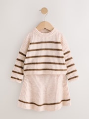 Ecru and Chocolate - Stripe Rib Skirt Set (3mths-7yrs) - Изображение 4 8