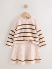 Ecru and Chocolate - Stripe Rib Skirt Set (3mths-7yrs) - Изображение 5 8