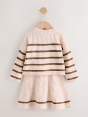 Ecru and Chocolate - Stripe Rib Skirt Set (3mths-7yrs) - Изображение 6 8