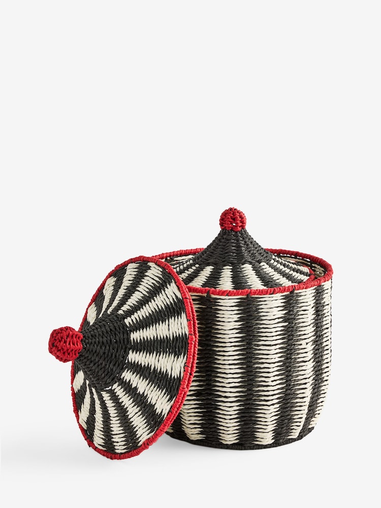 Rockett St George Set of 2 Black/White Circus Style Striped Baskets - Image 2 of 3 Rockett St George Set of 2 Black/White Circus Style Striped Baskets - Image 2 of 3