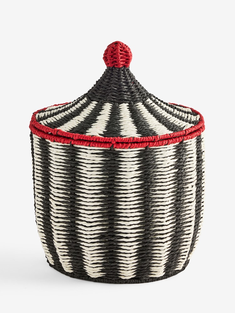 Rockett St George Set of 2 Black/White Circus Style Striped Baskets - Image 3 of 3 Rockett St George Set of 2 Black/White Circus Style Striped Baskets - Image 3 of 3