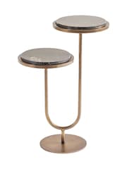 Libra Interiors Bronze Marco Royal Marble Accent Table - Image 2 of 5
