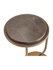 Libra Interiors Bronze Marco Royal Marble Accent Table - Image 4 of 5