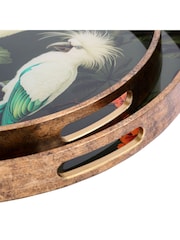 Libra Interiors Set of 2 Green Tropical Birds Trays - Image 6 of 6