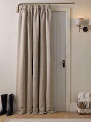 Natural Heavyweight Chenille Super Thermal Pencil Pleat Door Curtain - Image 1 of 4