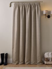 Natural Heavyweight Chenille Super Thermal Pencil Pleat Door Curtain - Image 2 of 4