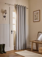 Natural Brushed Herringbone Super Thermal Eyelet Door Curtain - Image 1 of 3