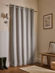 Natural Brushed Herringbone Super Thermal Eyelet Door Curtain - Image 2 of 3