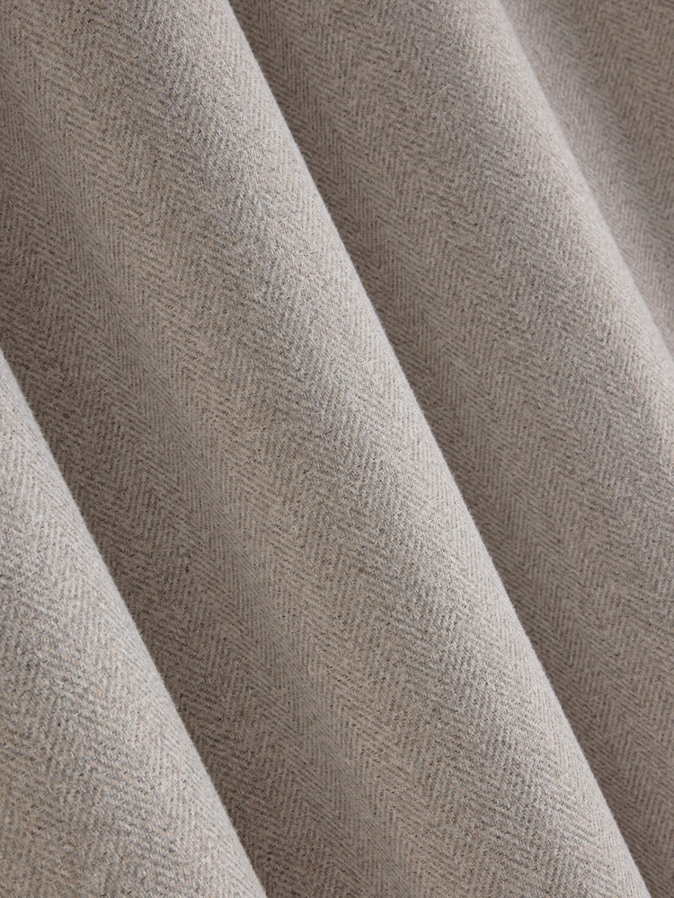 Natural Brushed Herringbone Super Thermal Eyelet Door Curtain - Image 3 of 3 Natural Brushed Herringbone Super Thermal Eyelet Door Curtain - Image 3 of 3