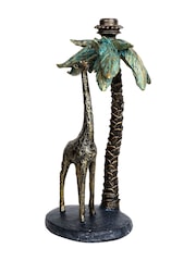 Libra Interiors Gold Palm Candle Stick with Giraffe - Image 3 of 6