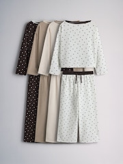 The Set 4 Pack Cotton Blend Long Sleeve T-Shirt and Long Leg Pyjamas Chocolate Brown/Cream/Light Brown/Spot - Image 1 of 11