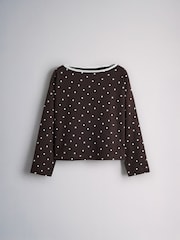 The Set 4 Pack Cotton Blend Long Sleeve T-Shirt and Long Leg Pyjamas Chocolate Brown/Cream/Light Brown/Spot - Image 2 of 11