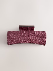 Burgundy Red Croc Effect PU Claw Hair Clip - Image 3 of 3