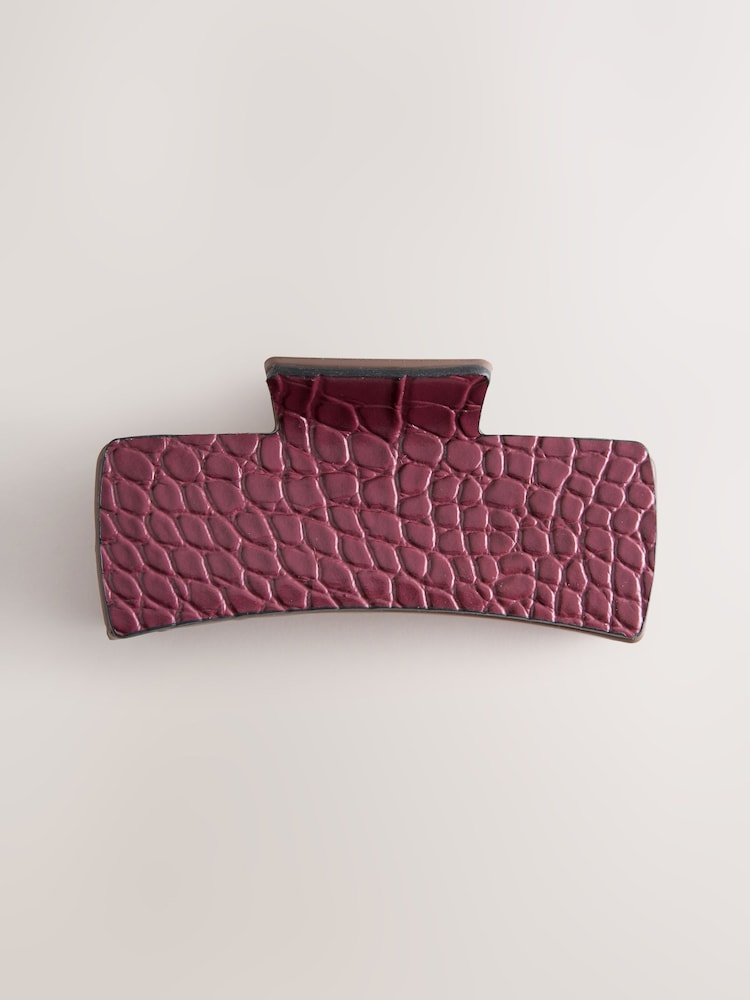 Burgundy Red Croc Effect PU Claw Hair Clip - Image 3 of 3