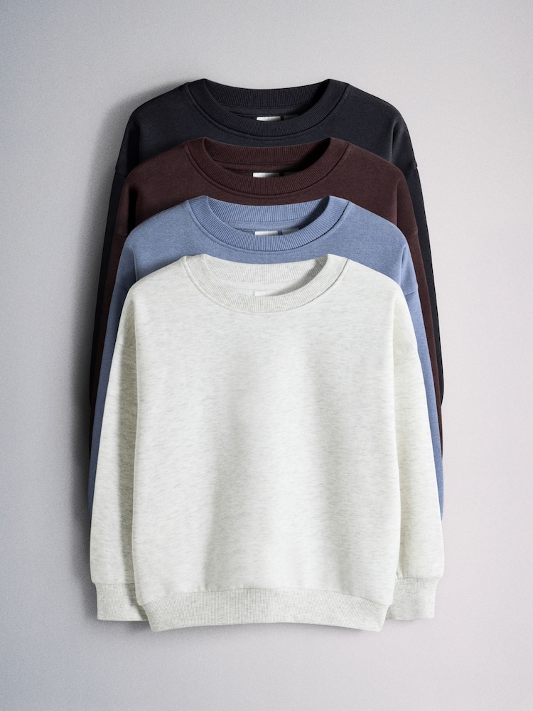 The Set 4 Pack Regular Crew Sweatshirts Navy/Grey - Image 1 of 7