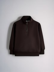 The Set 3 Pack Quater Zip Sweat Tops Brown/Cream - Image 2 of 6