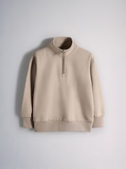 The Set 3 Pack Quater Zip Sweat Tops Brown/Cream - Image 3 of 6