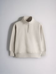The Set 3 Pack Quater Zip Sweat Tops Brown/Cream - Image 4 of 6