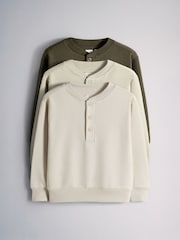 The Set 3 Pack Sweat Henley Tops - Image 2 de 11