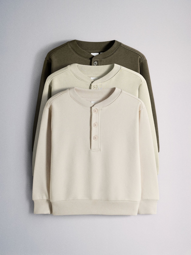 The Set 3 Pack Sweat Henley Tops - Image 2 de 11