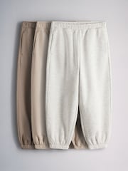 The Set 3 Pack Cuffed Joggers Grey Marl/Light Brown/Brown - Image 1 of 6