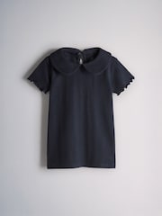 The Set 3 Pack Jersey Pointelle Short Sleeve Collared Tops 4 Pack Blue/Pink/Cream/Grey Marl - Image 5 of 7